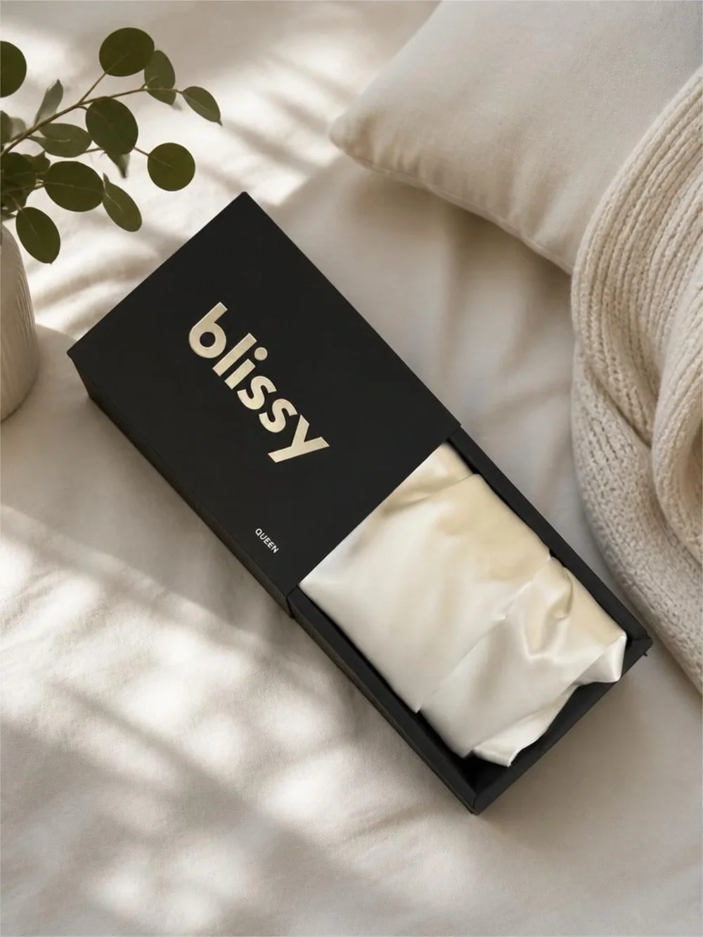 Blissy Ivory Cream Silk Pillowcase Queen
